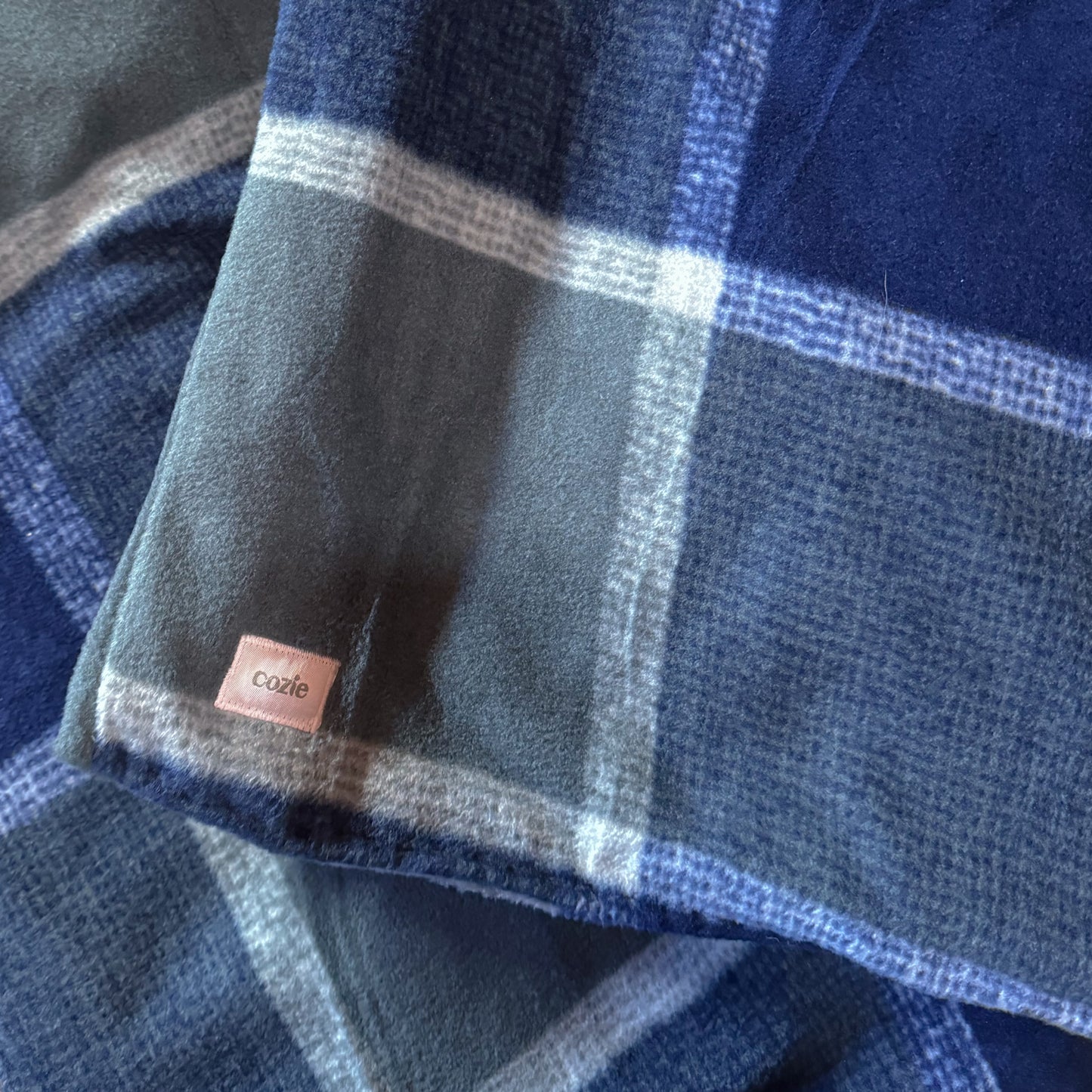 Navy Plaid Fleece Blanket